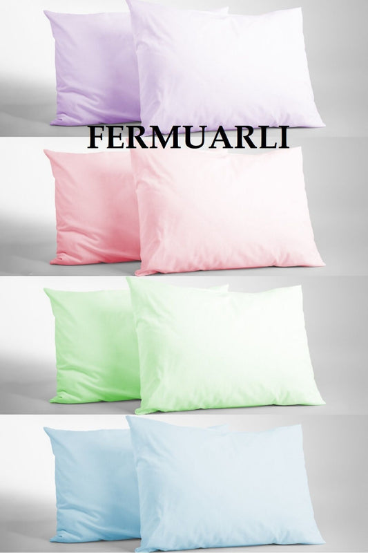 8 Adet Pamuklu Yastık Kılıfı 50x70cm | 4 Farklı Renk 8'li Set | Pamuklu Fermuarlı Yastık Kılıfı