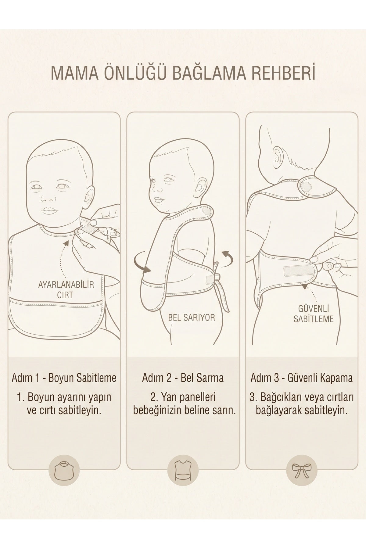 Havlu Mama Aktivite Önlüğü %100 Pamuk Beyaz