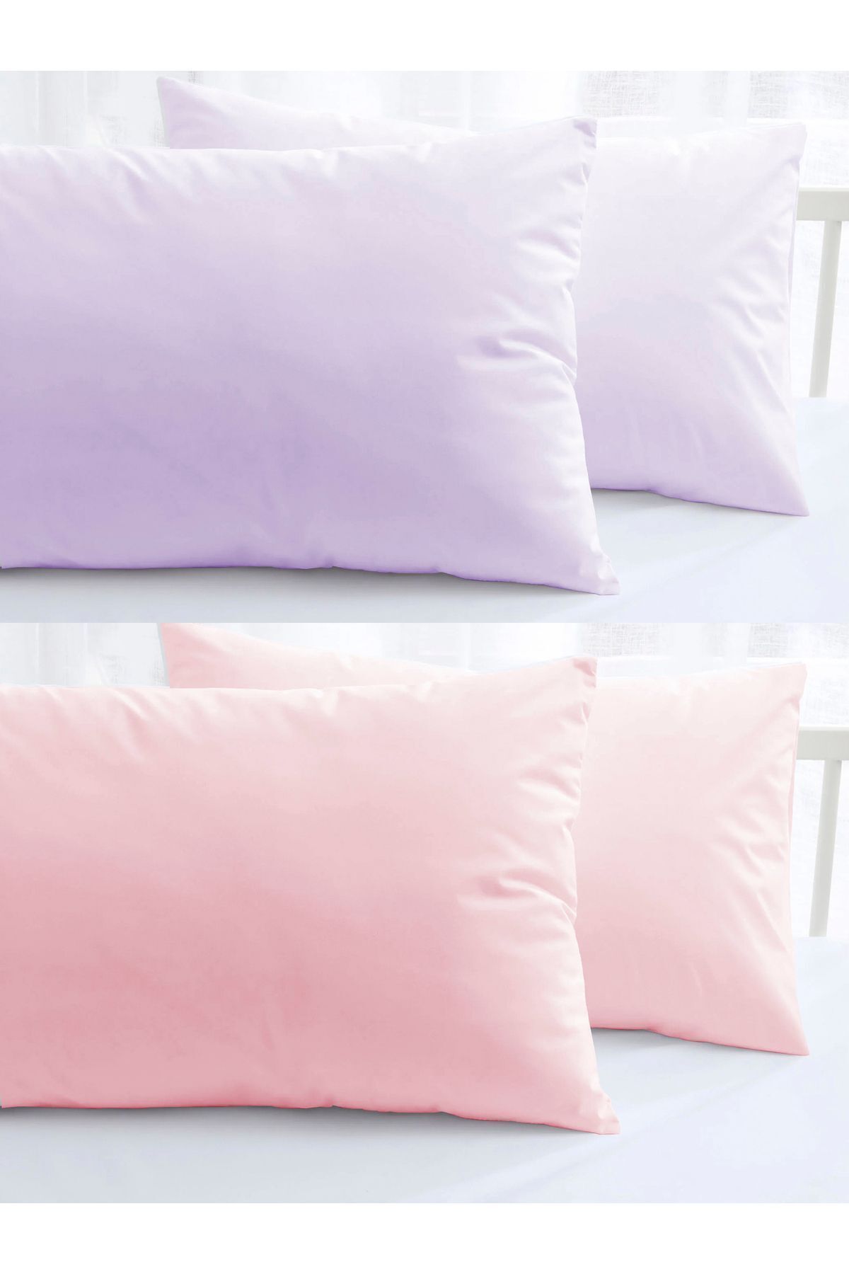 8 Adet Pamuklu Yastık Kılıfı 50x70cm | 4 Farklı Renk 8'li Set | Pamuklu Fermuarlı Yastık Kılıfı